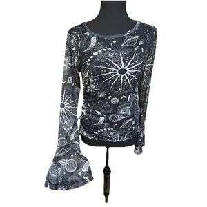 Rebellious Dreamer Y2K Sheer Mesh Top Sz M Black Celestial Whimsigoth Ethereal